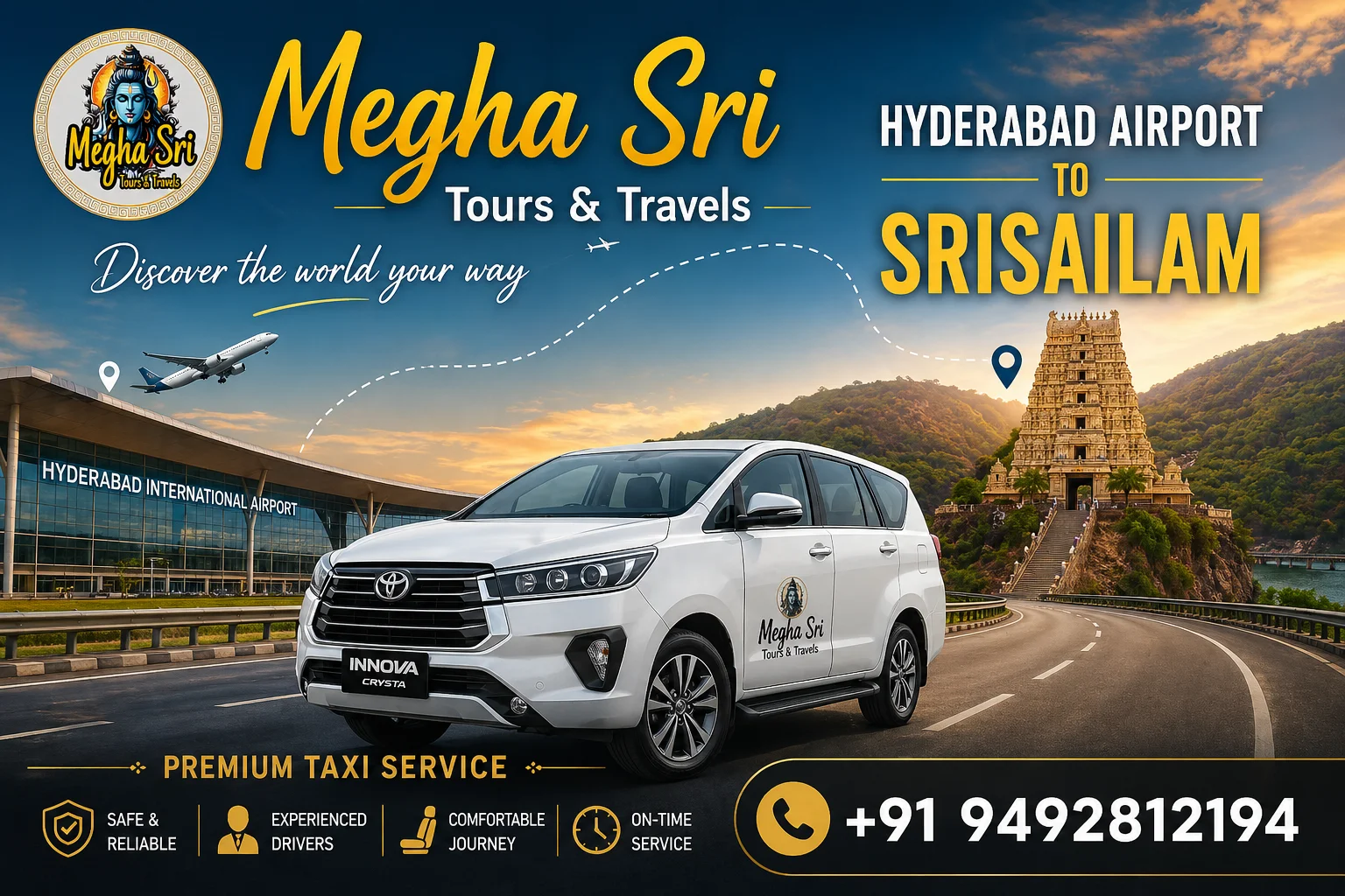 hyderabad airport to srisailam taxi