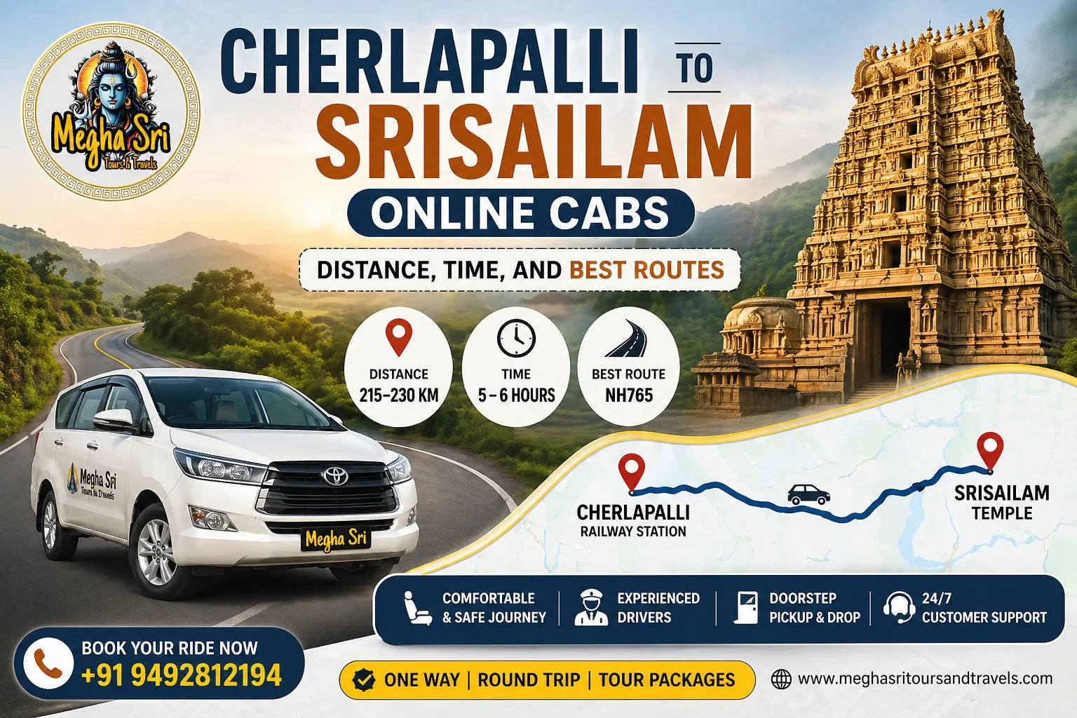 Cherlapalli to Srisailam online cabs